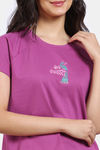 Zivame Desi Drama Knit Cotton Pyjama Set - Begonia Pink — thumbnail 5